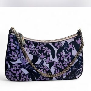 Kate Spade Black and Purple Floral Shoulder Bag